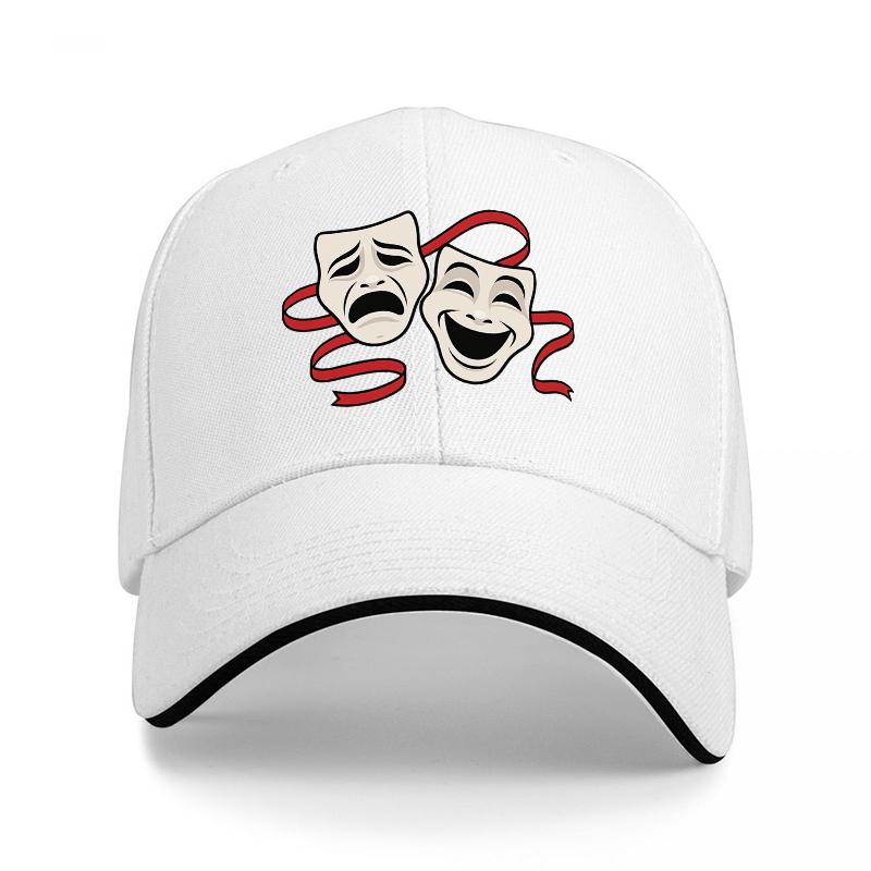 Theater Masks Drama Comedy Baseball Cap Black with Red Accents Classic Stage PerforUnisexce Design Adjustable Fit for Adults