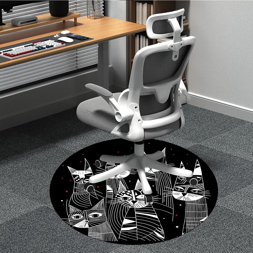 

1pc Cat Collective Office Round Area Rug, Indoor Mat Suitable ForOffice, Under Office Chairs Bedroom Living Room Home Decor, Room Decot006 80cm by 80cm