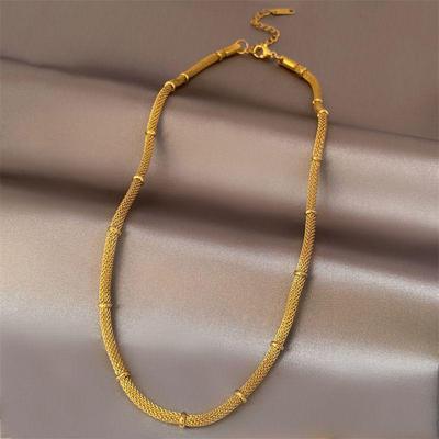 Cross-Border Minimalist Necklace & Bracelet Set: European & American Light Luxury Metal Mesh Chain Vintage Jewelry