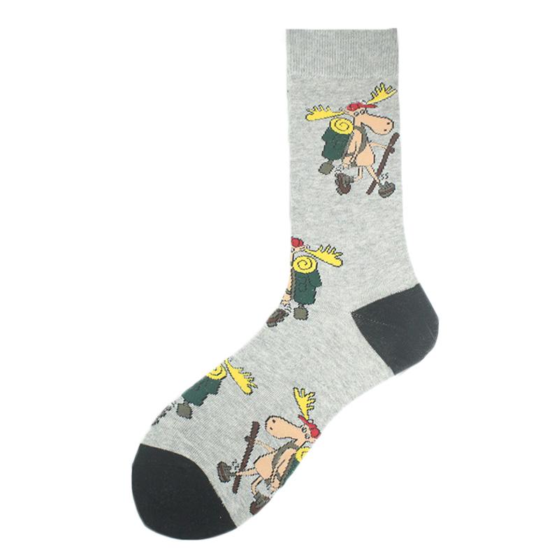 Happy Design Funny Socks Men Unisex Sheep Beer Dinosaur Pattern Sokken  Divertidos Jacquard Calcetines Unisex Hip Hop Skateboard