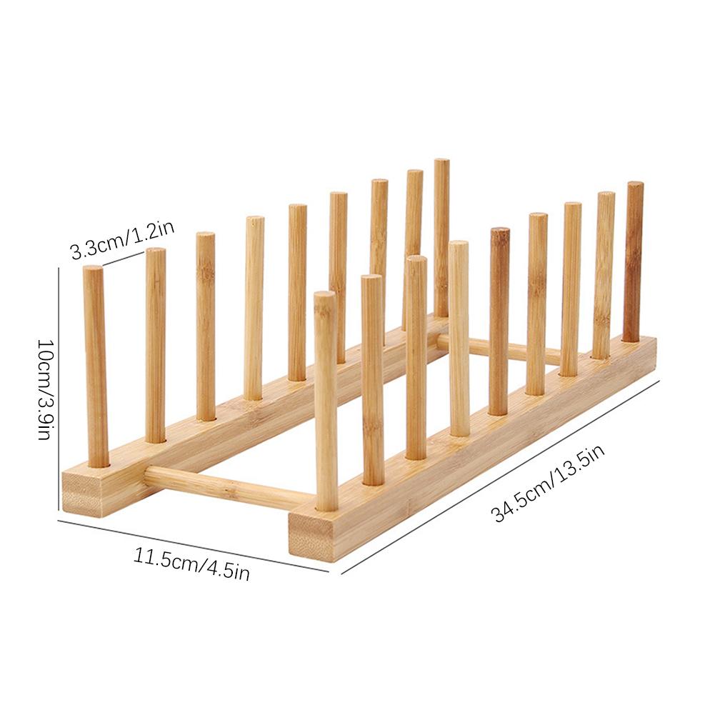 Kitchen Dish Drain Rack Dinnerware Storage Organizer Tray Plate Drying Shelf Wooden Book Cups Display Stand Drainer Holder