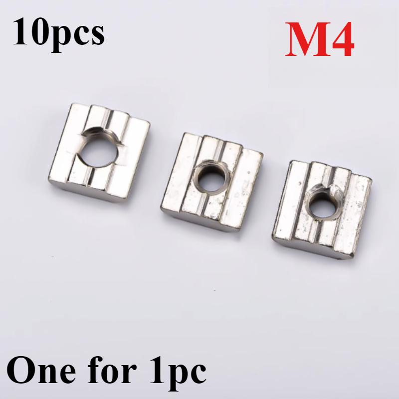 10pcs/set T-Track Sliding Hammer Nut T Block Square Nut Standard Ship Type Nut Screw M3 M4 M5 M6 Automotive Components