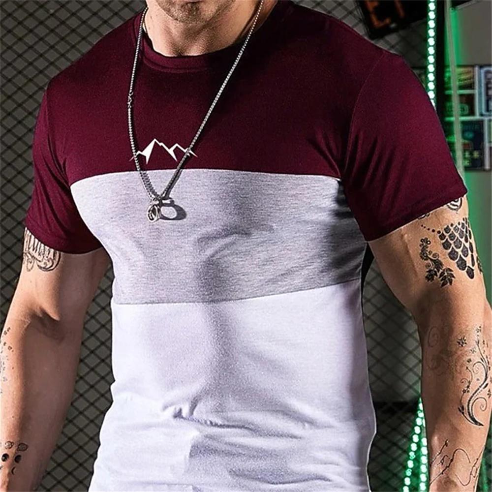 Men's Striped T-shirt Retro 3D Printed Short Sleeved Top T-shirt Men's Clothing