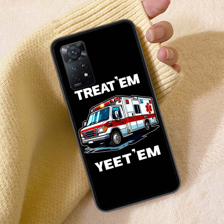 Paramedic Ambulance Wee Woo Phone Case For Redmi Note 13 14 15 Pro Plus 12 13C 12C 15C 9 10 10C 9T 9C 9A TPU Soft Cover Clear Ce