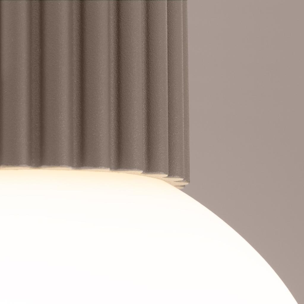 Spot Sufitowy Nowoczesny Taupe Ryflowany Korpus Szklana Biała Kula Do Łazienki Przedpokoju 1Xg9 8W Ip44 Halo Sollux Lighting