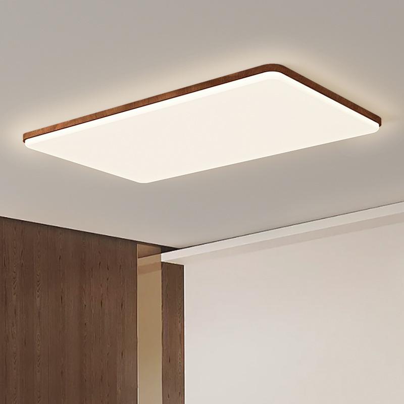 Walnut Wood Grain Ceiling Light: Full Spectrum Eye Protection Chandelier for Living Room, Bedroom, and Dining Room