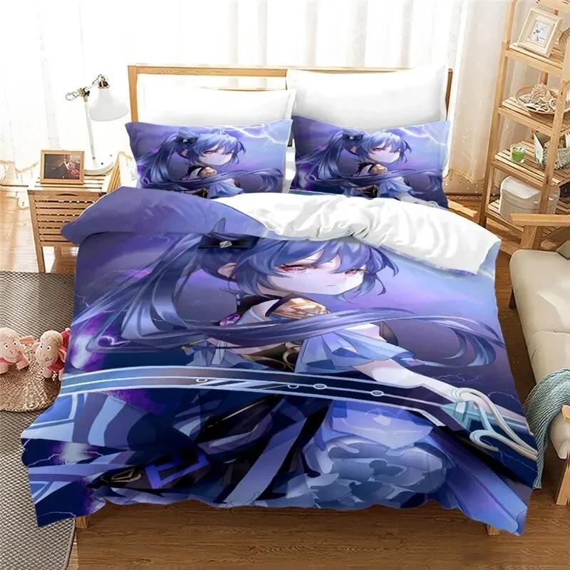 Bettdecke Anime Genshin Impact Paimon Bettwäsche-Set 3D-Druck Geeignet für Schlafzimmer Kinder Heimtextilien