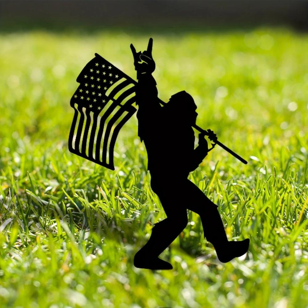 Add a Touch of Americana to Your Garden with 1pc Sasquatch Yard Art Silhouette – Ideal for Garden Party Décor and Outdoor Spaces