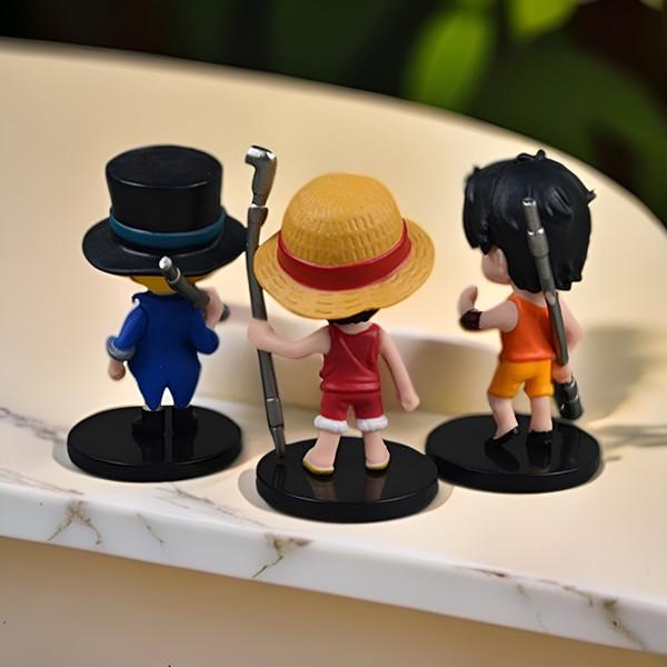 One Piece Figurine Set: Luffy, Zoro, Ace - Anime Collectible Gift Box for Students