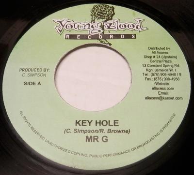 7inch Record MR. G - Key Hole / Bullet Riddim NONE Young Blood Rec Jamaica Reggae, Ska & Dub Used