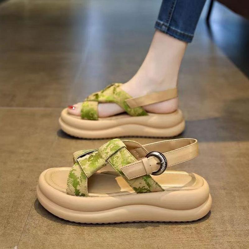 Sandali con plateau belli da donna gonna estiva nuovo stile cinese casual scarpe romane da spiaggia