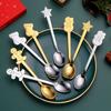 Elegant Table Decor for Parties 4Pcs Christmas Dessert Spoons, Stainless Steel Coffee Spoons with Gingerbread Man Star Stocking Snowman Handle, Unique