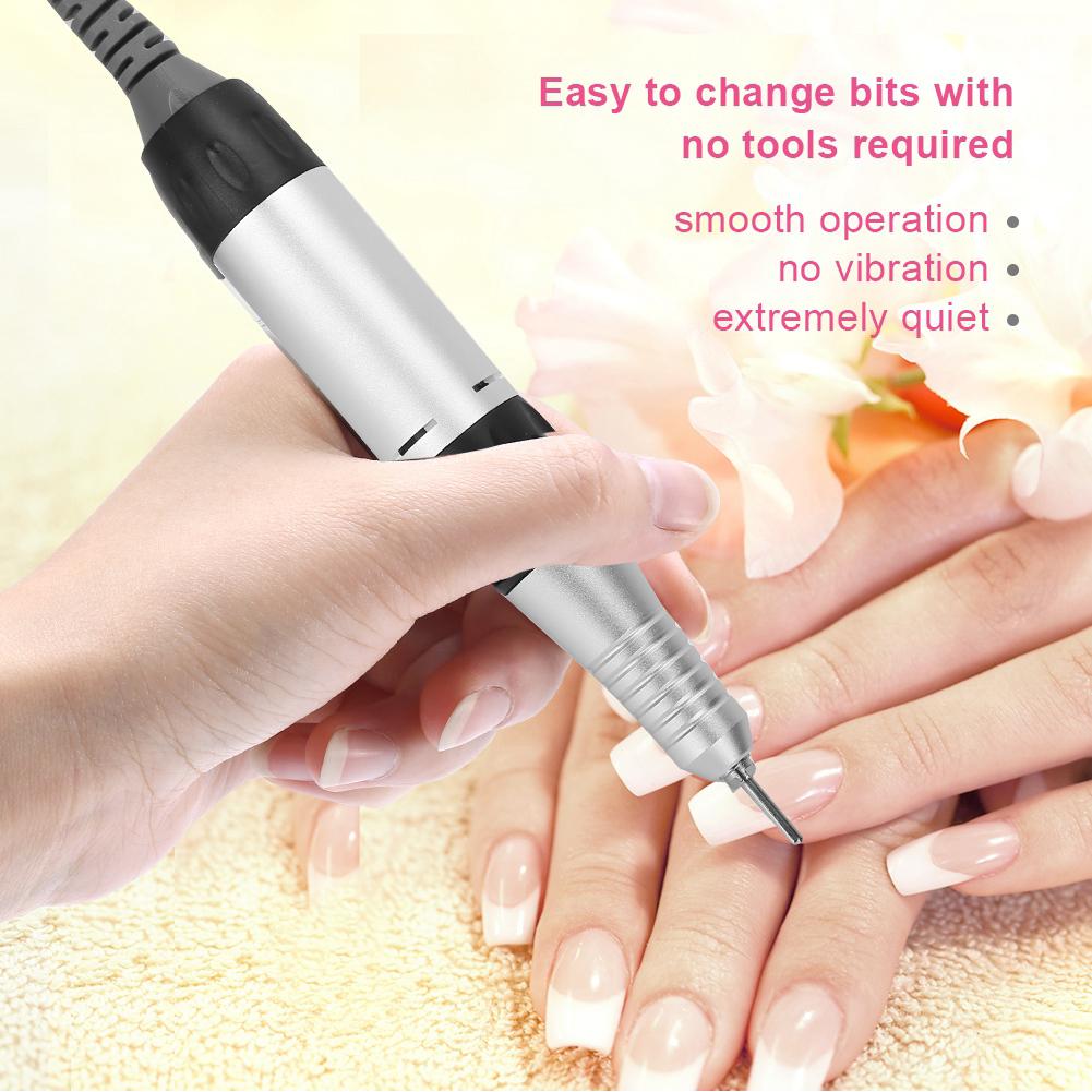 TMISHION Professional Electric Nail Manicure Machine with Electric Drill Handle 30000 RPM for Home Salon Black