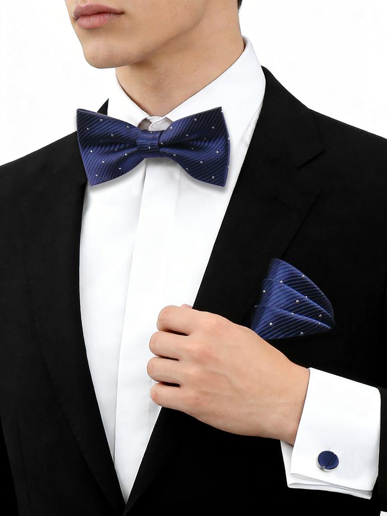 55 Styles Men Bow Tie Sets 3 Pcs Luxury Classic Stripe Pocket Square Cufflinks Paisley Floral Polka Dot Wedding Business