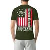 Men's Short Sleeve T Shirt Casual Crewneck Top with 1776 Letter Print and Vertical Stripe Graphic for Everyday Wear 250 Years Edition