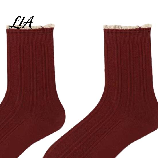 Vintage Inspired Lace Hosiery Ruffle Crew Socks for Women, Cotton Frilly Socks, Soft Breathable Elastic Stacked Casual Ankles Daily Wear And