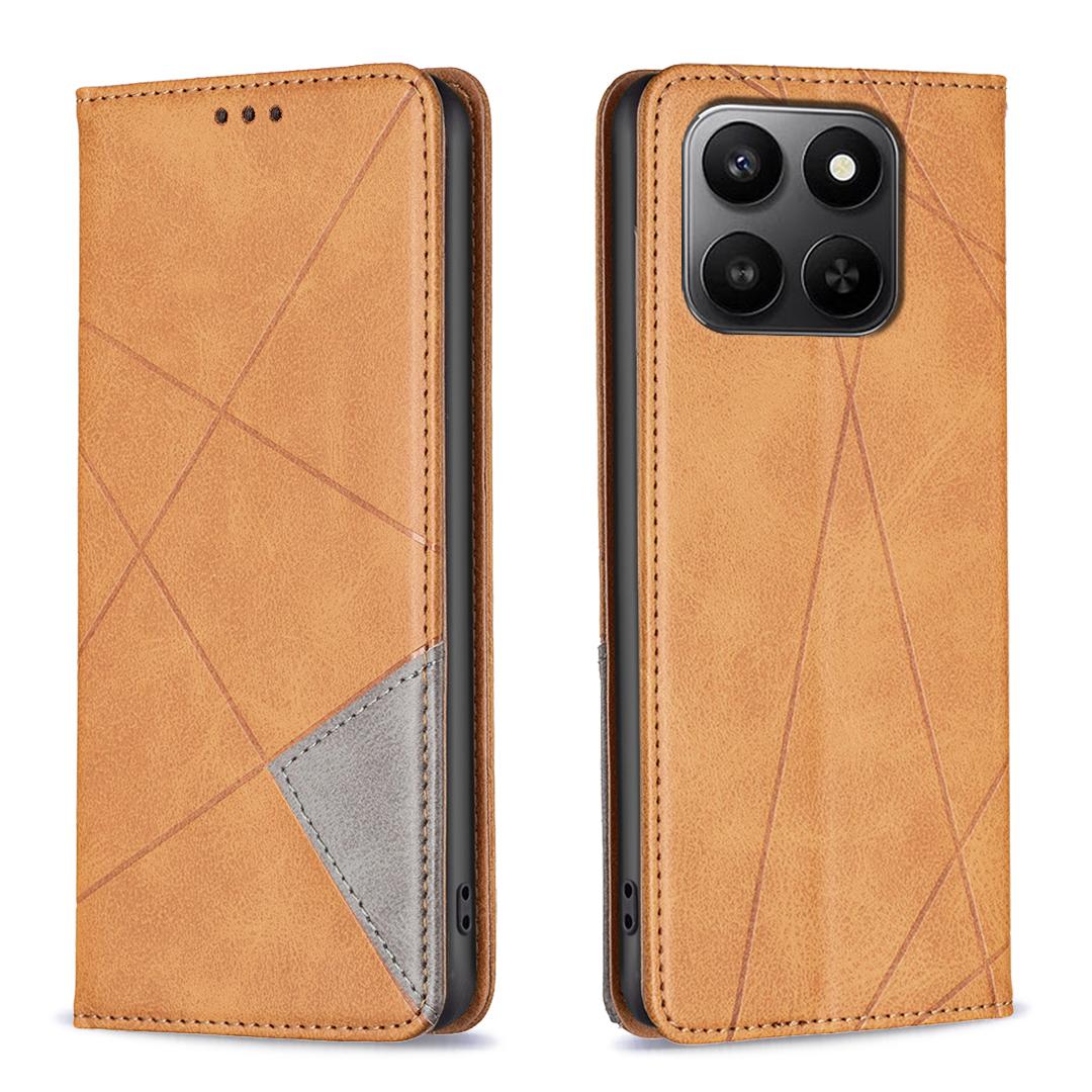 

For Honor X7d 5G/Honor X7d 4G Case Card Slots Geometry Imprint Leather Phone Cover