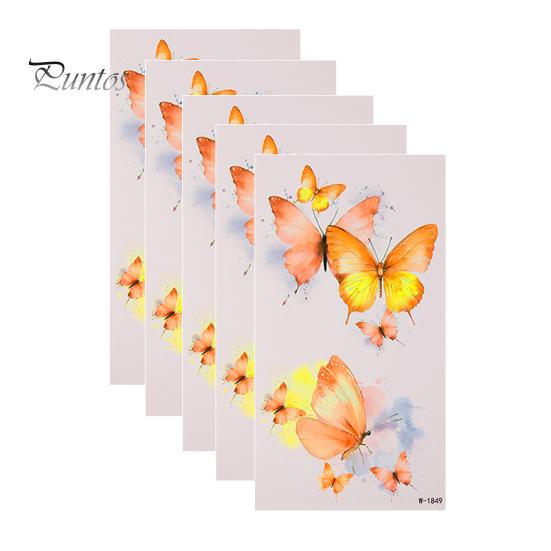Removable Tattoo Stickers 5 Sheets Butterfly Stickers, Waterproof Temporary Flower Tattoos, Colorful Non-irritating Decals Face Body Tattoos