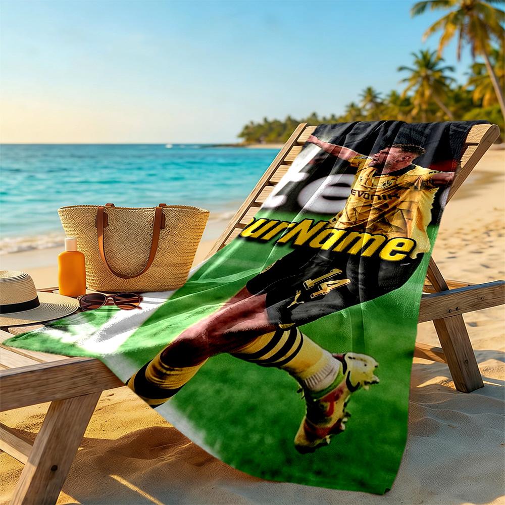 Borussia Dortmund Personalized Text Beach Towel Super Soft Microfiber Quickdry Fabric Perfect for Traveling Yoga Camping and Swimming