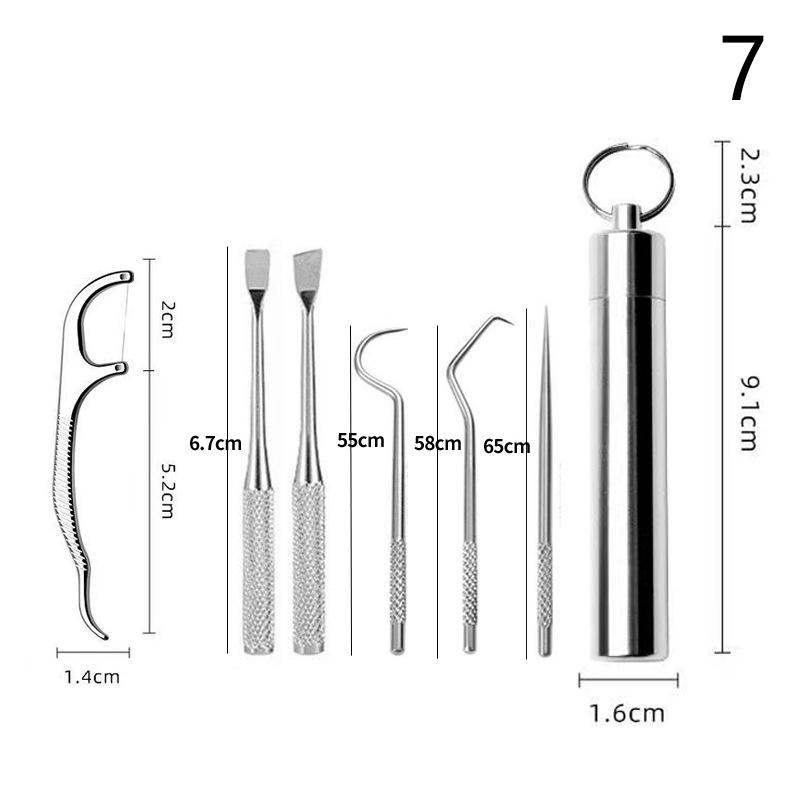 1pc Stainless Steel Toothpicks Pocket Set Portable Floss Pick Reusable Metal Toothpicks Tooth CleaningTool Kit With Storage Tube