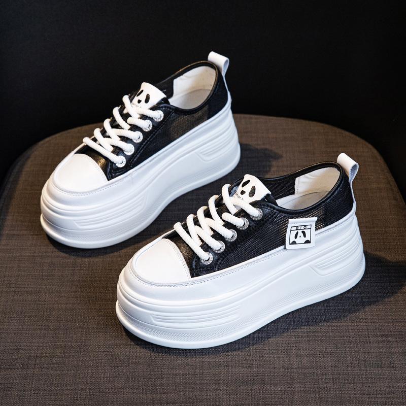Leather little white shoes women's summer mesh single shoes muffin platform sports shoes small casual shoes tide