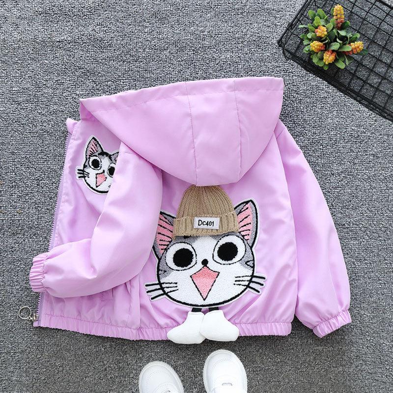 Cartoon Kapuzenoberteile Jungen und Mädchen Herbstjacke Frühling und Herbst Abschnitt der Kinder Herbst Dünne Jacke Kleines Baby