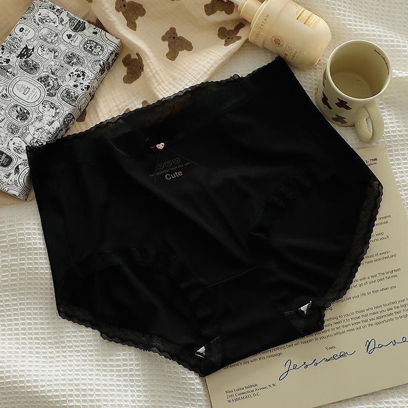 Culotte taille basse pour femme, avec bords noirs en forme de champignon, mignonne, simple, en coton respirant, sous-vêtement triangulaire