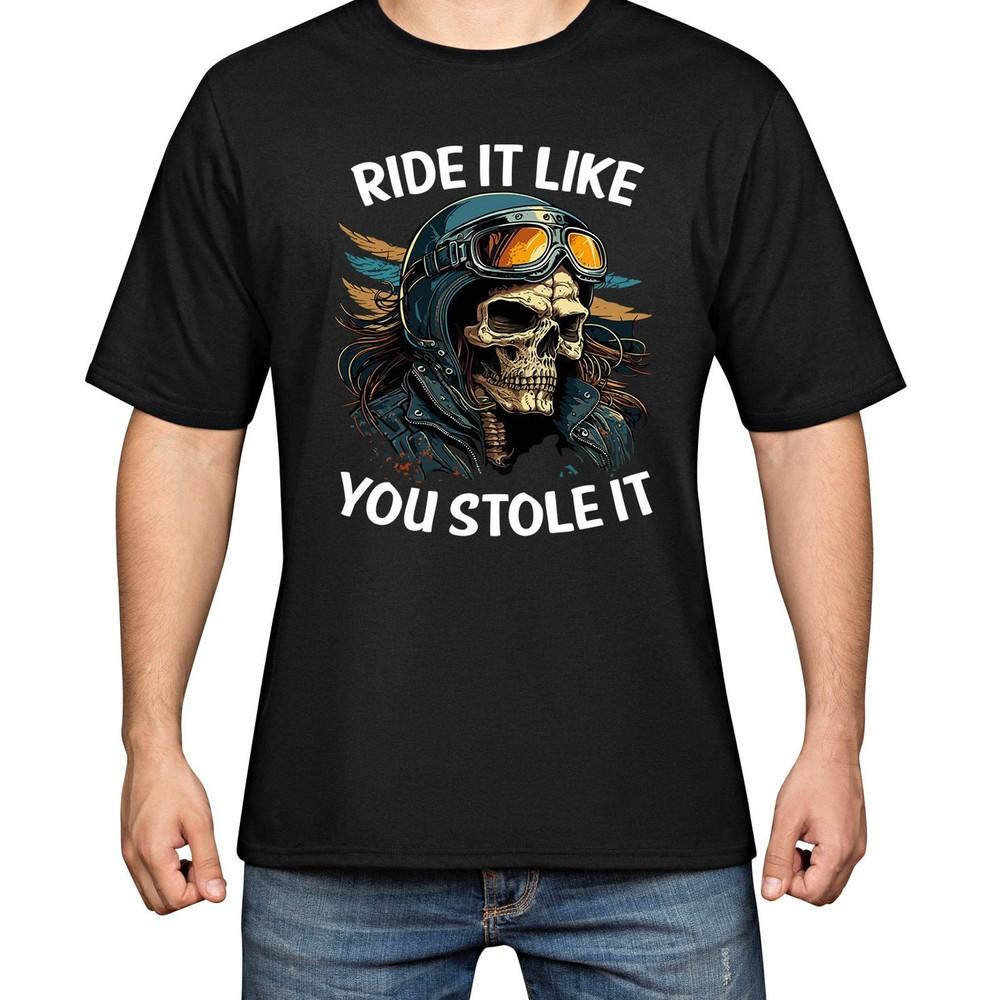 #26 Biker T Shirt, Motorcycle T shirt, Biker Art T Shirt Skull T Shirt ride it l Unisex T-Shirt M