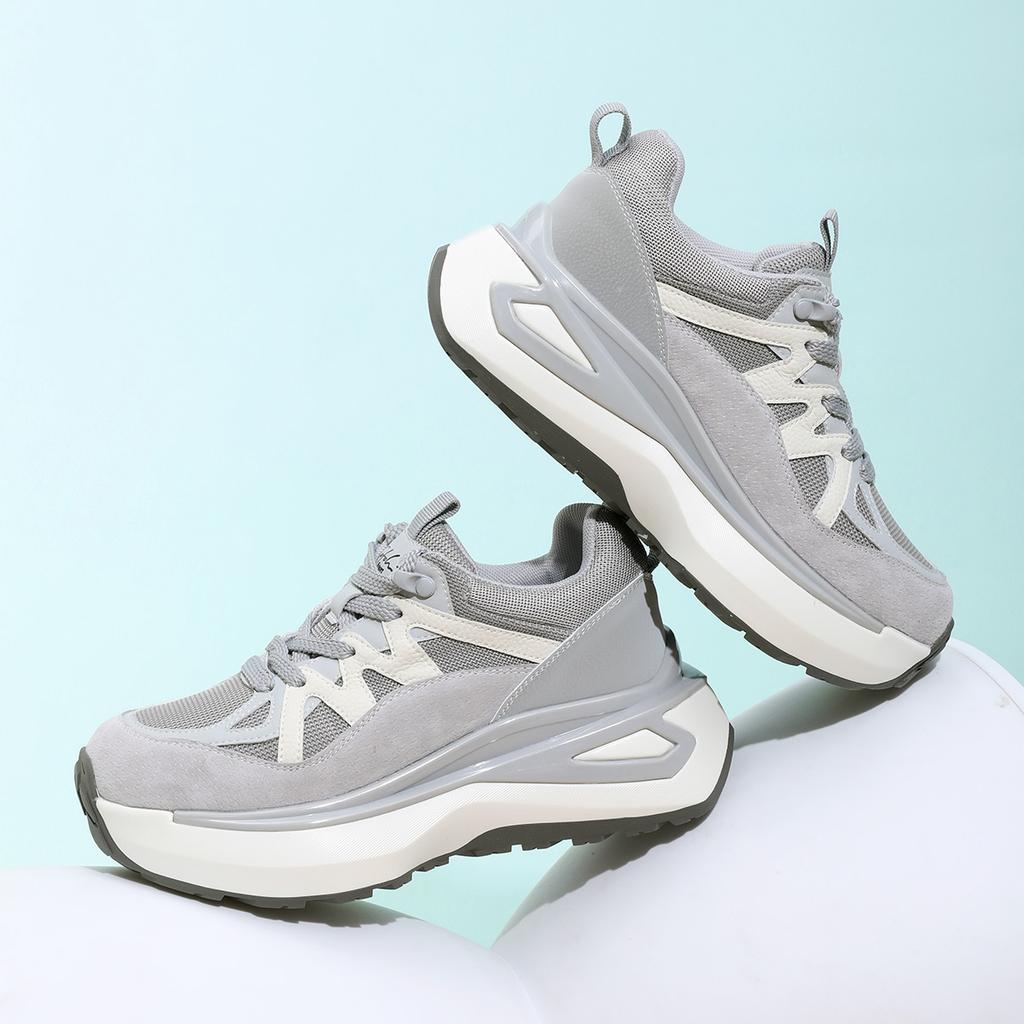 Shachi Sport Breathable Mesh Splicing Comfortable and Versatile Thick-Soled Women's Casual Shoes, College Style Dad Shoes