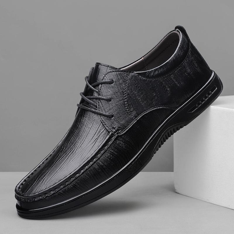 Fashion Brand Fashion New Men Top Layer Cowhide Lace Up Casual Leather Shoes High-quality Outdoor Casual Soft Soled Sports Leather Shoes