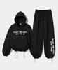 [Set] Slow And Soft String Oversized Hoodie + One-Pleat String Pants - Black