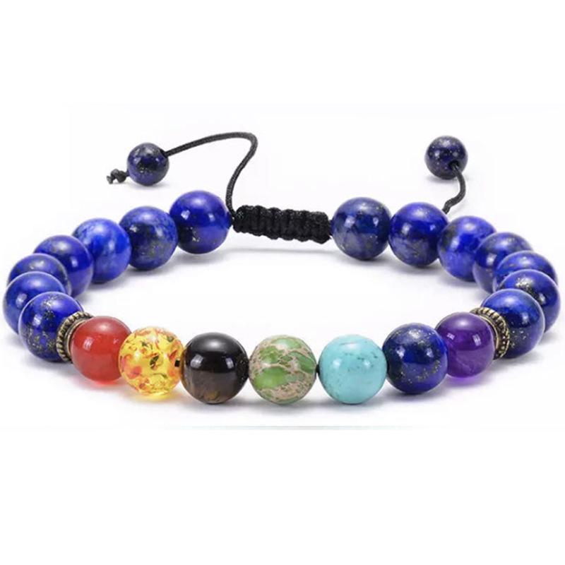 Multicolor Alloy & Volcanic Stone Yoga Bracelet with Turquoise & Tiger Eye Beads
