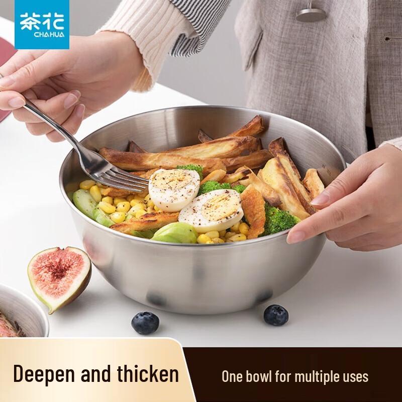 Camellia 304 Stainless Steel Salad Bowl with Scale