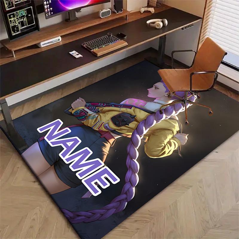 Custom KPop Demon Hunters Mat Personalized Name, Polyester Washable Indoor Entryway Rug, Gift for Christmas, Easter, Thanksgiving Day