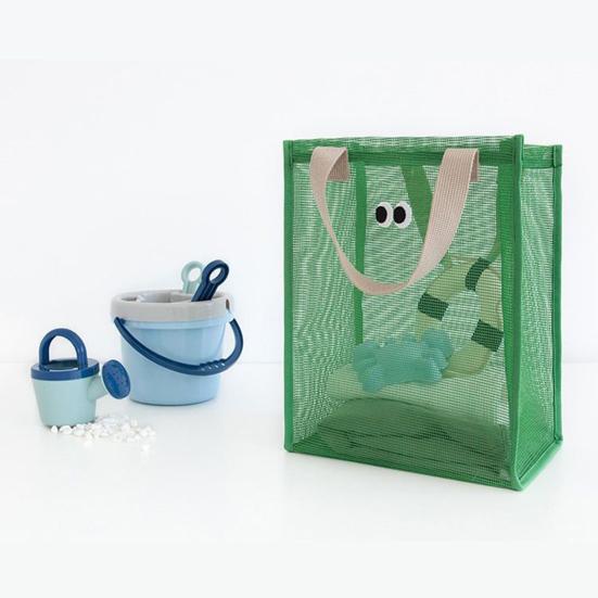 Storage Bag with Handle Large Capacity Hollow Mesh Breathable Multipurpose Clothes Toys Organizer Tote Bag