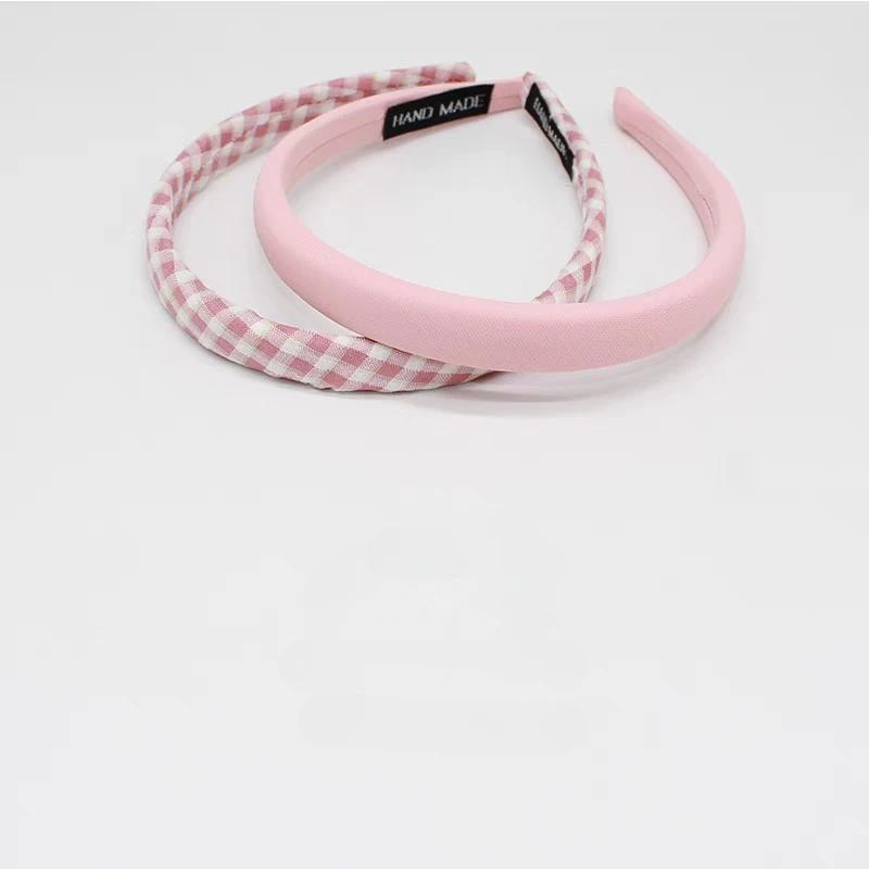 

2 шт. Европейская и американская ретро однотонная клетчатая повязка на голову резинки для волос обруч для волос для женщин девушек праздник корейские аксессуары для волос