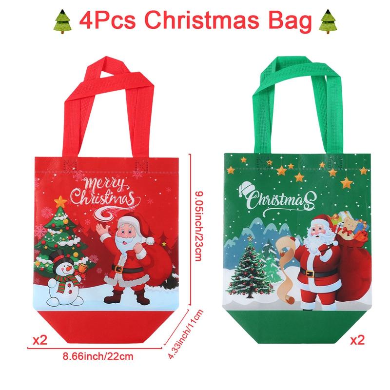 

4pcs Christmas Non-woven Bags Merry Christmas Party Decoration 2026 Xmas Santa Claus Gift Bags Navidad Natal New Year Gift 2026 as shown