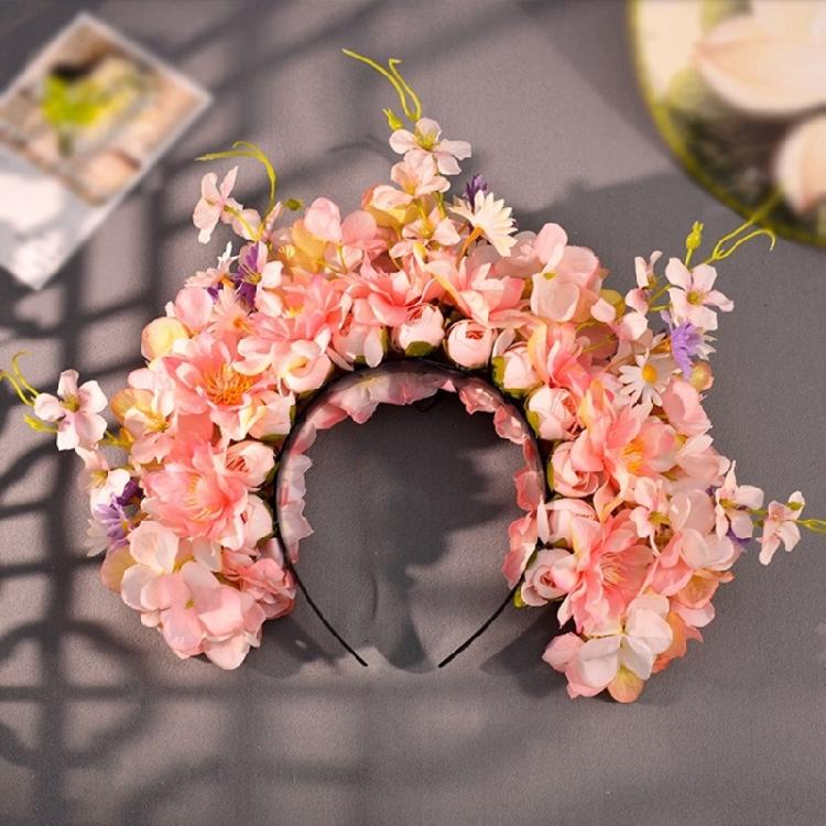 Sophisticated Floral Crown Hair Bands Traditional Ethnic Hair Accessory Double sided Fabric Flower Headband for Women