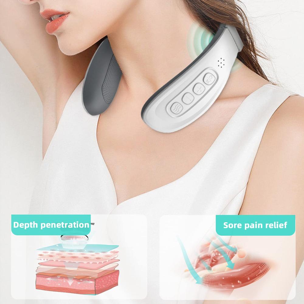 Neck Massager TENS Pulse Electric Cervical Massager Lymphatic Drainage Heating Vibration Back And Neck Massager For Pain Relief