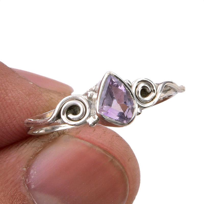 

Natural Pink Amethyst Gemstone Handmade 925 Sterling Silver Gift Ring S.9 Q2o35