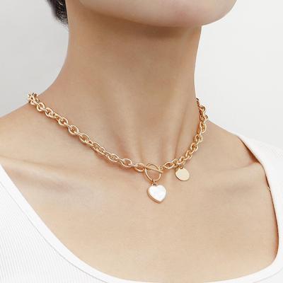 Love White Mother-of-Pearl Clavicle Necklace and Bracelet Set – Simple, Trendy European and American Jewelry for Women