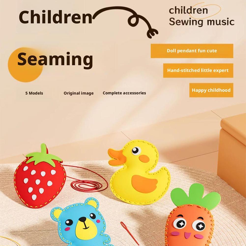 Children's DIY Sewing Toy Kits Cute Animal Fruit Rope Pendant Ability Doll Threading Gifts For Z3K8