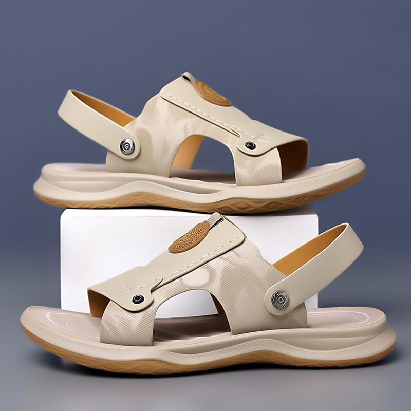 FashionNew Arrival Hot Sale Men's Sandals Non-slip Casual Leather Soft Slippers Dual-Purpose Open-toe Summer Shoes Versatile Half Drag