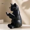 Décoration Chat de Bureau Figurine de Lecture Imprimée en 3D, Ornement Décoratif avec Base Lestée Antidérapante, Statue Intellectuelle à Texture Haut de Gamme Lunettes
