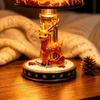 Premium Resin Christmas Resin Craft Light Hand-Painted Details Warm Soft LED Santa Reindeer Table Lamp Warm Light