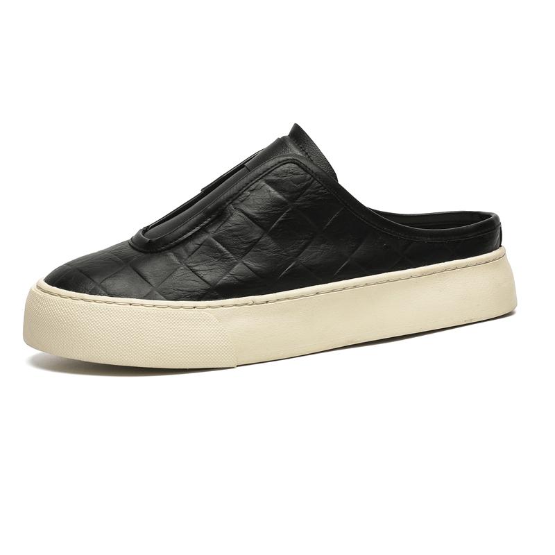 

Полуботинки для мужчин Мюли Толстая подошва Мужские шлепанцы Кожаные Полузакрытые Повседневная обувь Лоферы без задника Тапочки Мужская обувь для вождения 43