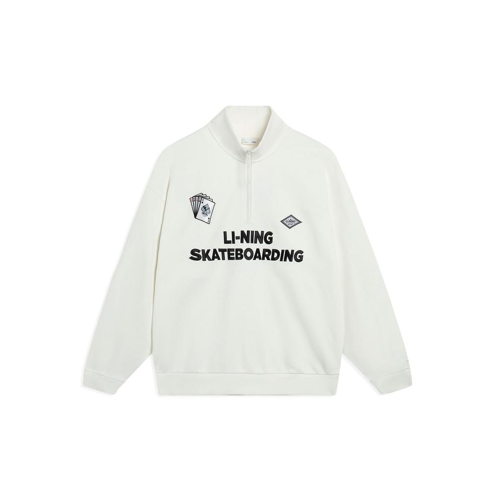 Li Ning Sweatshirts Unisex Ivory Stand Collar Moderate Regular AWDT225-2