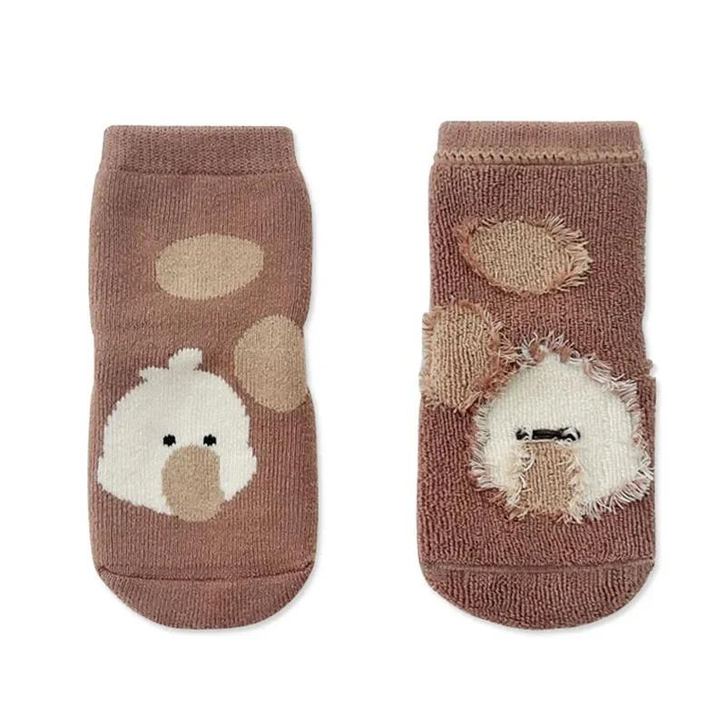 Neue Baby Kleinkind Anti-Rutsch Thermosocken Mid Calf Indoor Cartoon Grip Silikonsohlen Rutschfest Erste Schritte Winter Warm