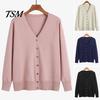 Single-breasted Women Sweater Coat Solid Color Buttons Long Sleeves Casual Autumn Cardigan Soft V Neck Jacket for Daily Wear