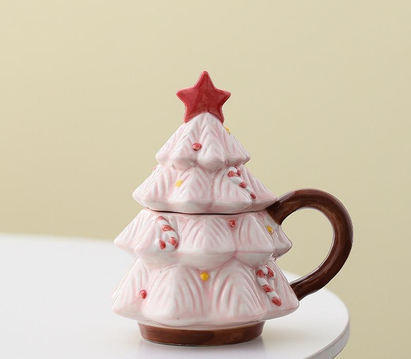 

Керамическая кружка в виде рождественской елки, Детский креативный маленький подарок для девочек, Подарок на День святого Валентина, Милый и маленький дизайнерский предмет 340ml розовый